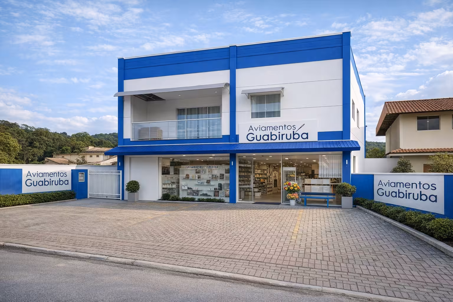 Interior de loja com prateleiras e balcão